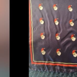 Ashear 100% silk Christmas Santa's head print pocket square/handkerchief